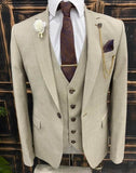 Beige plaid suit for men