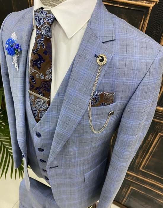 Blue checked suit
