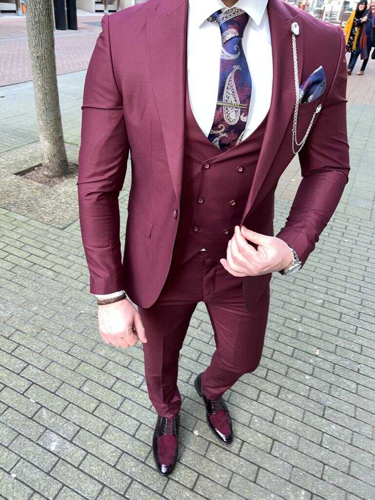 Burgundy suit