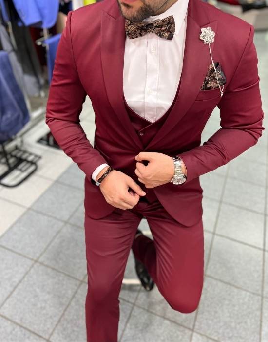 Burgundy suit
