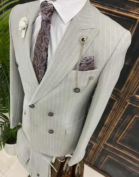Grey double breasted suit
