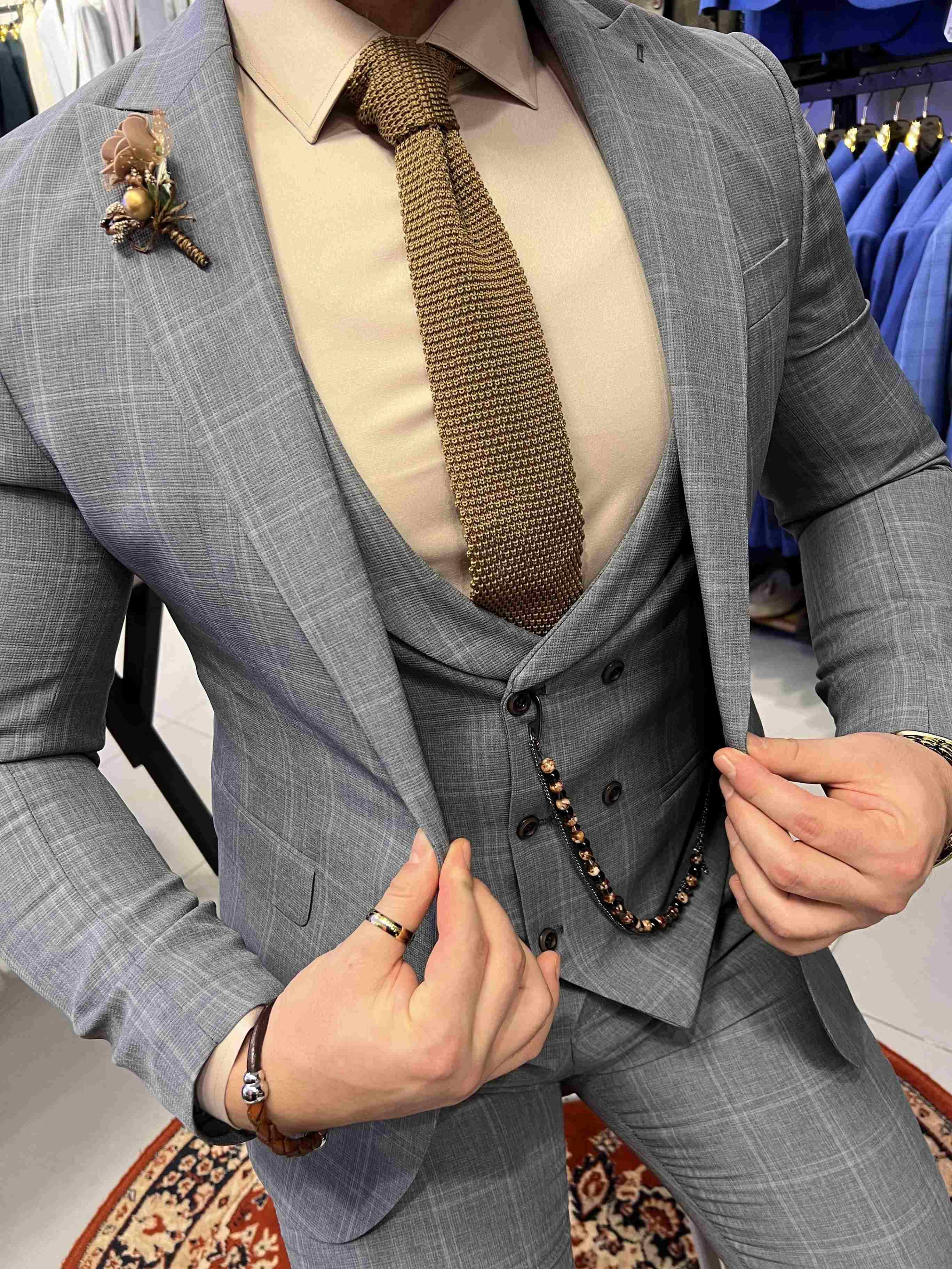 Light Gray Checked Suit