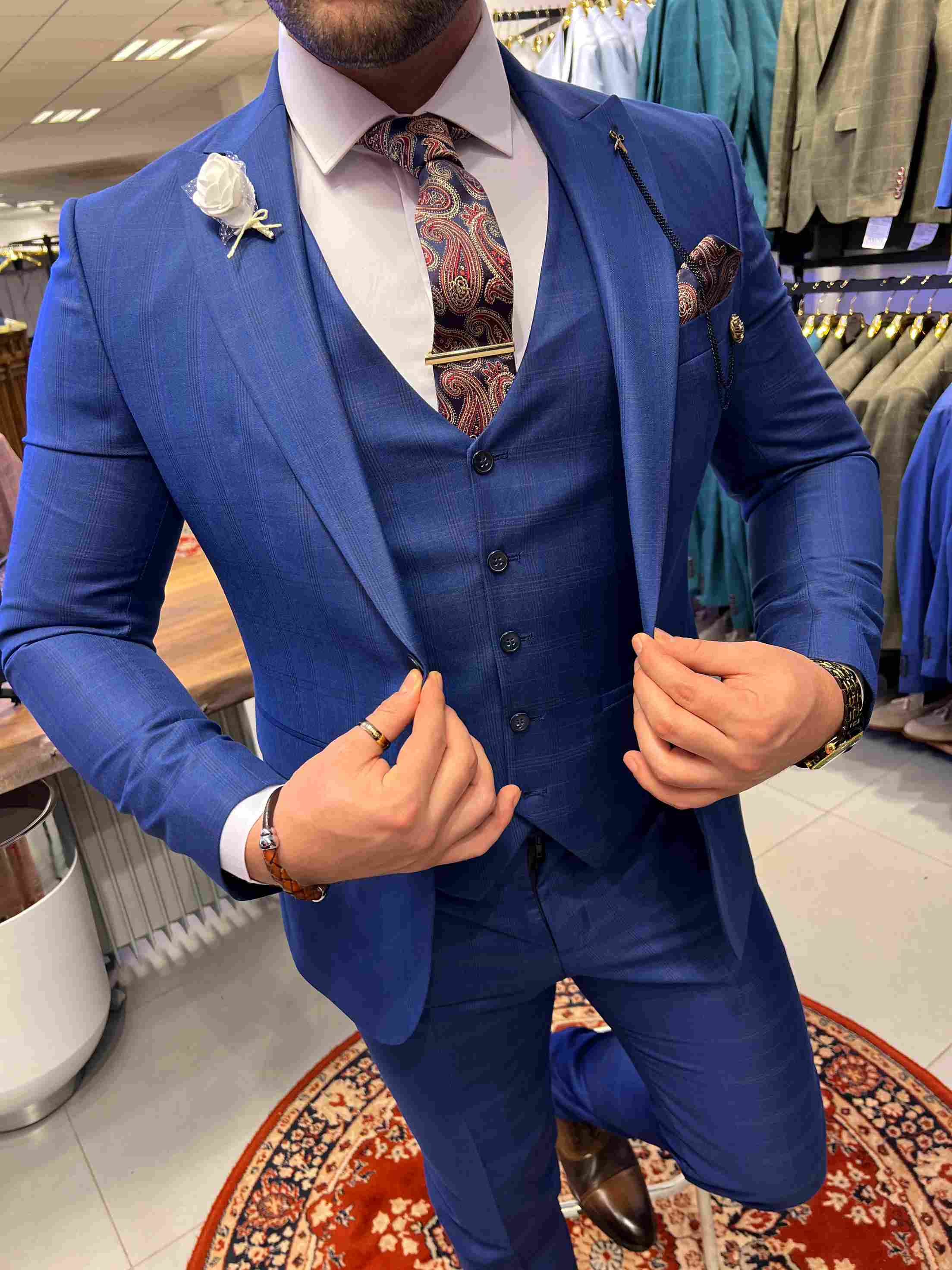 Royal Blue Checked Suit