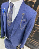 dark blue checked suit