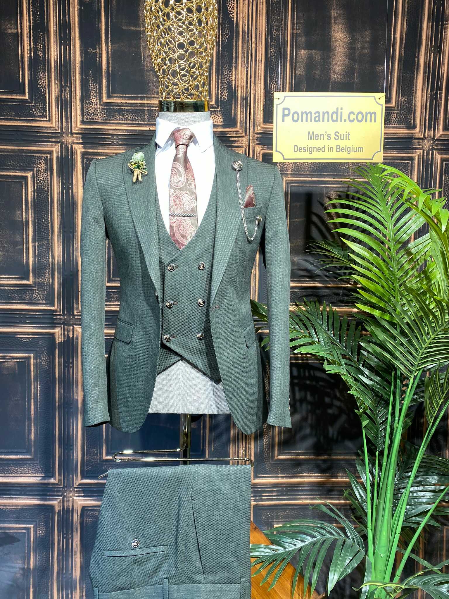Green Slim Fit Groom Wedding Suit for Men | GentWith